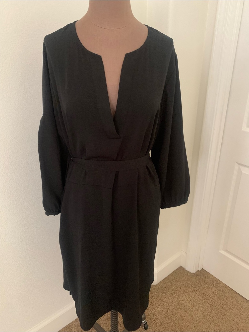 A new day Black Long-Sleeve Split V Tunic Dress